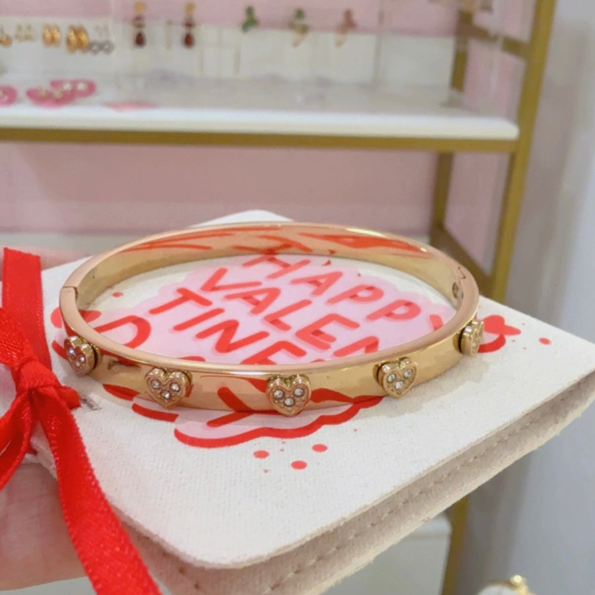 Pulsera Brazalete Corazones Brillo