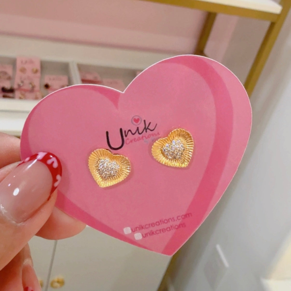 Aretes Corazón Mixto Brillo