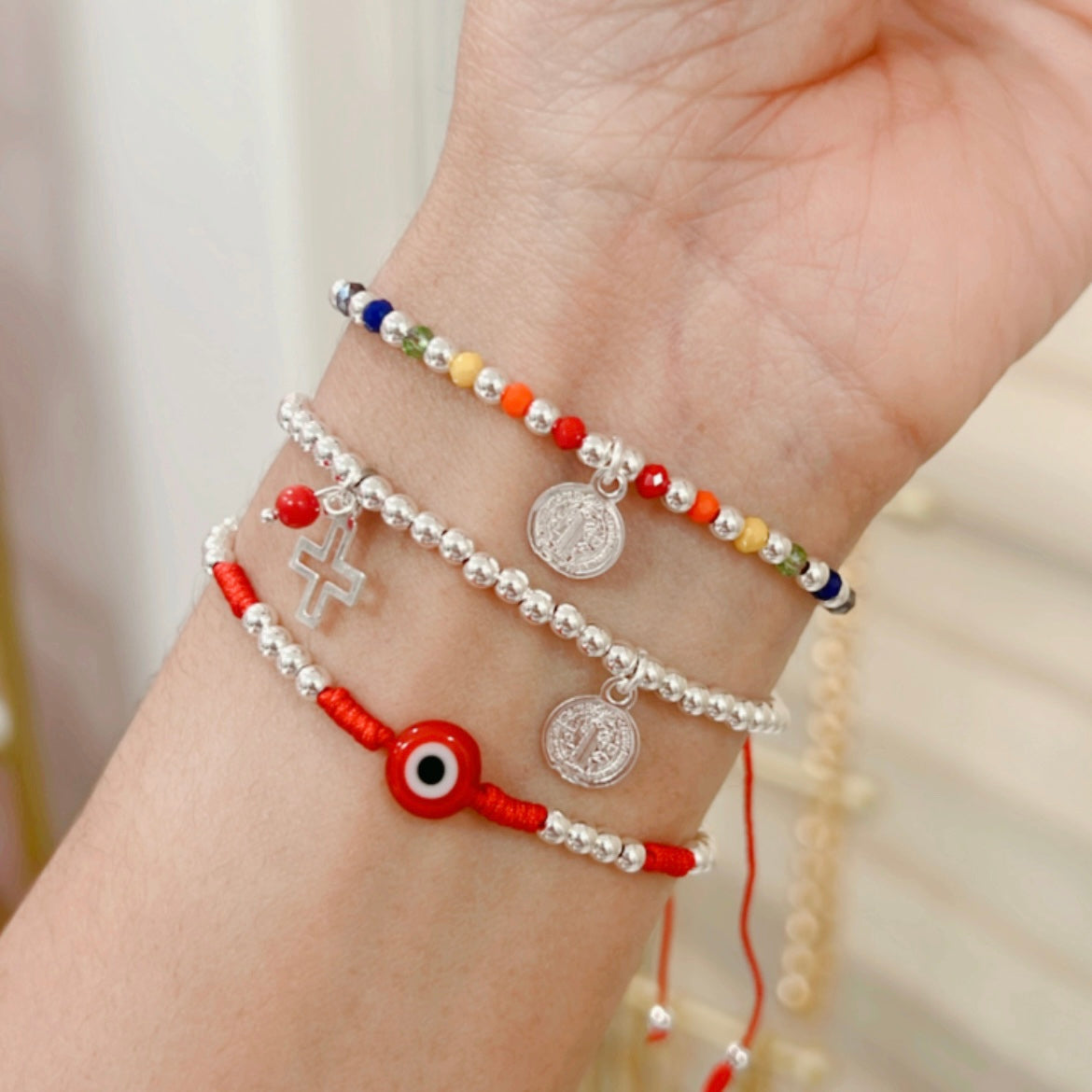 Pulsera Colorida Plata