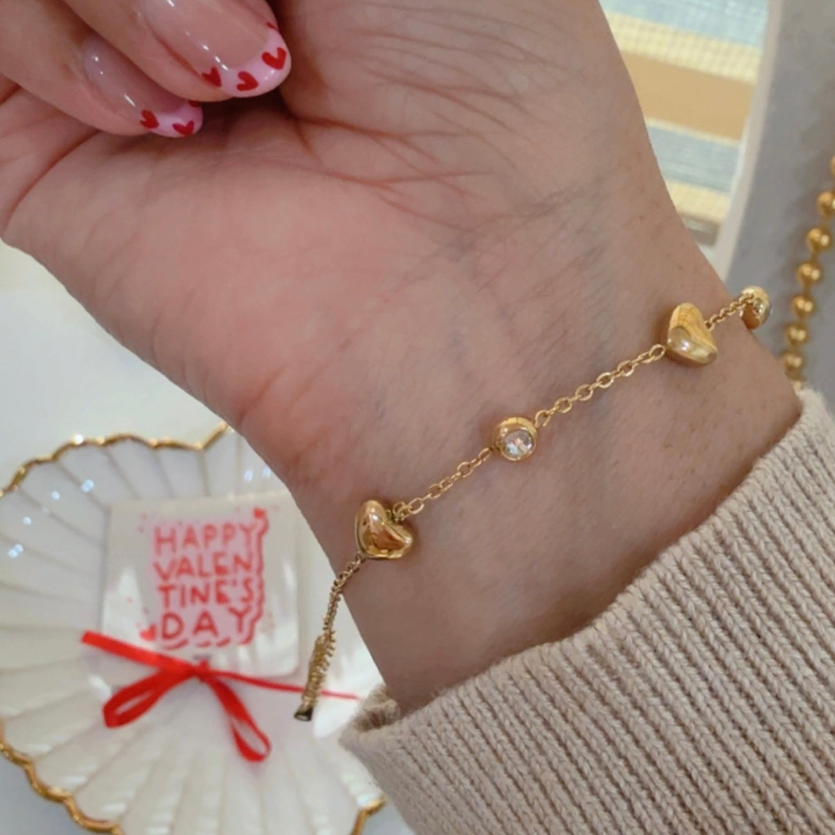 Pulsera Corazones Brillos