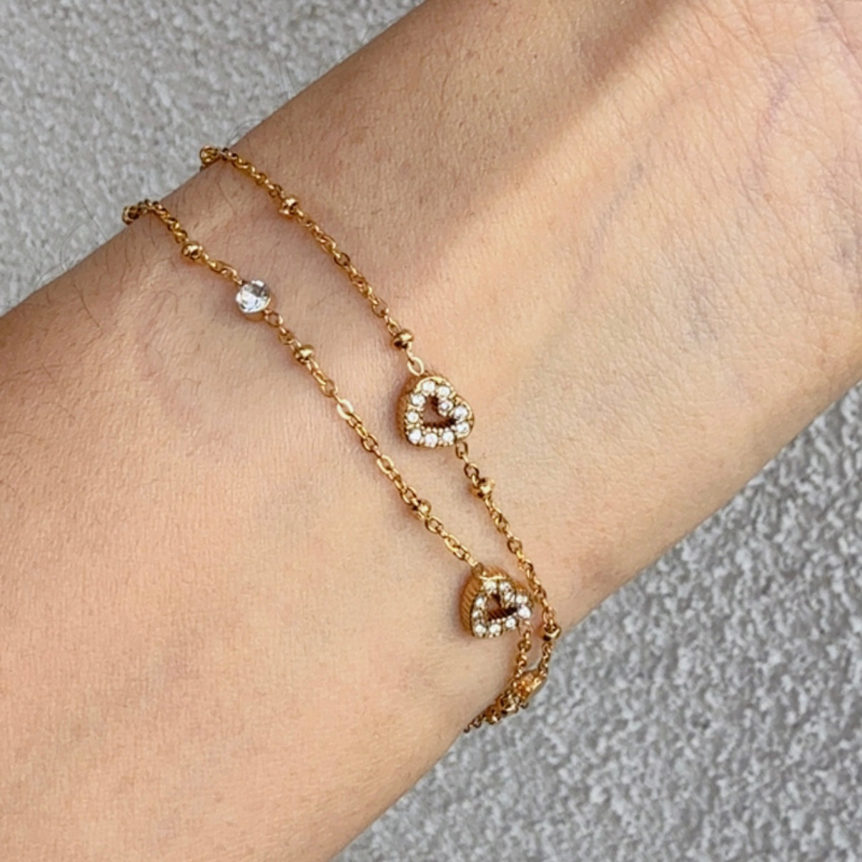 Pulsera Corazones Doble