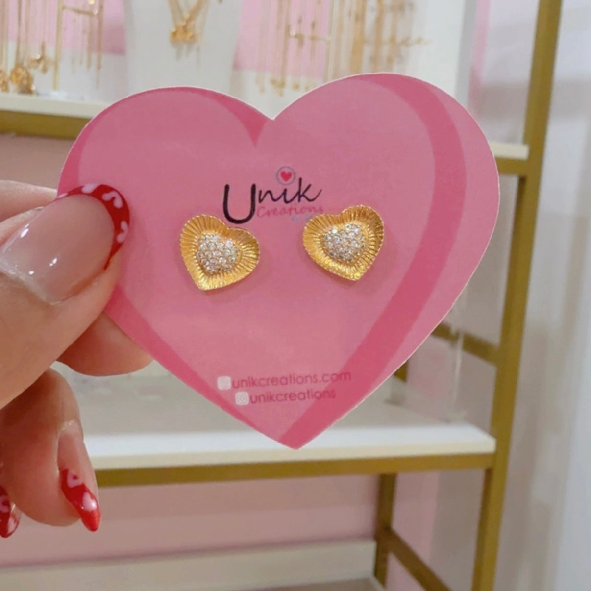 Aretes Corazón Mixto Brillo