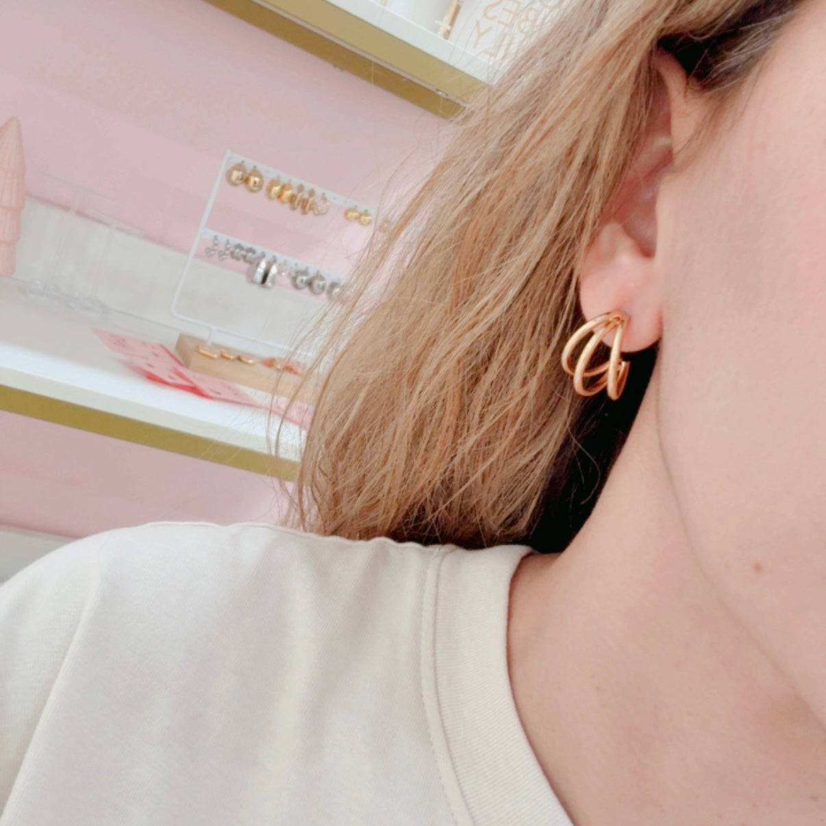 Aretes Arracada Triple Acero