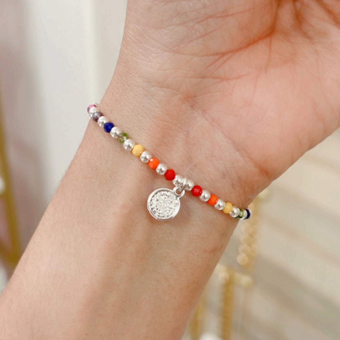 Pulsera Colorida Plata