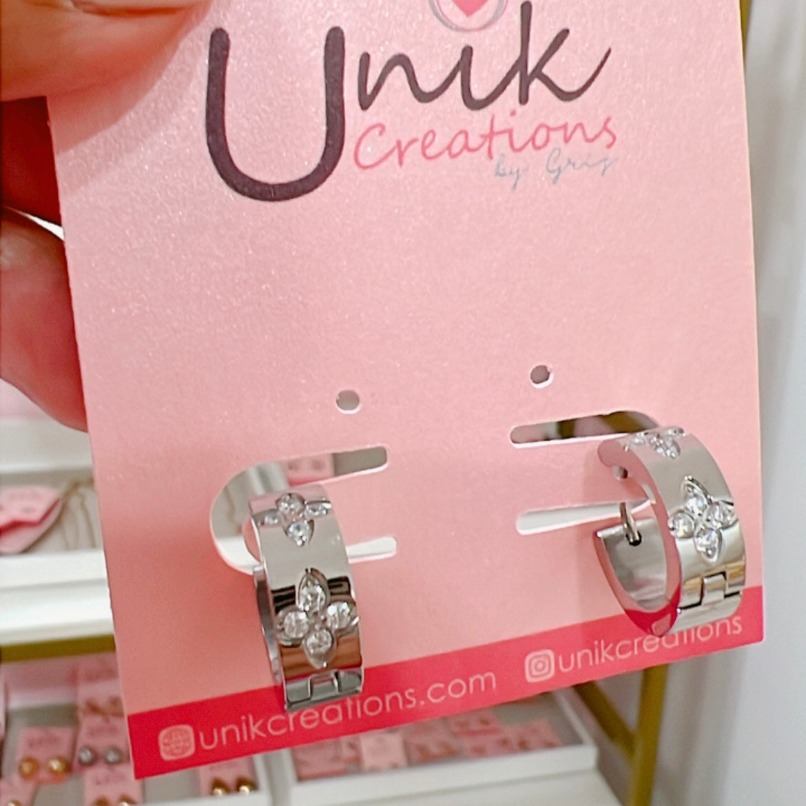 Aretes Arracada Clover Plateada