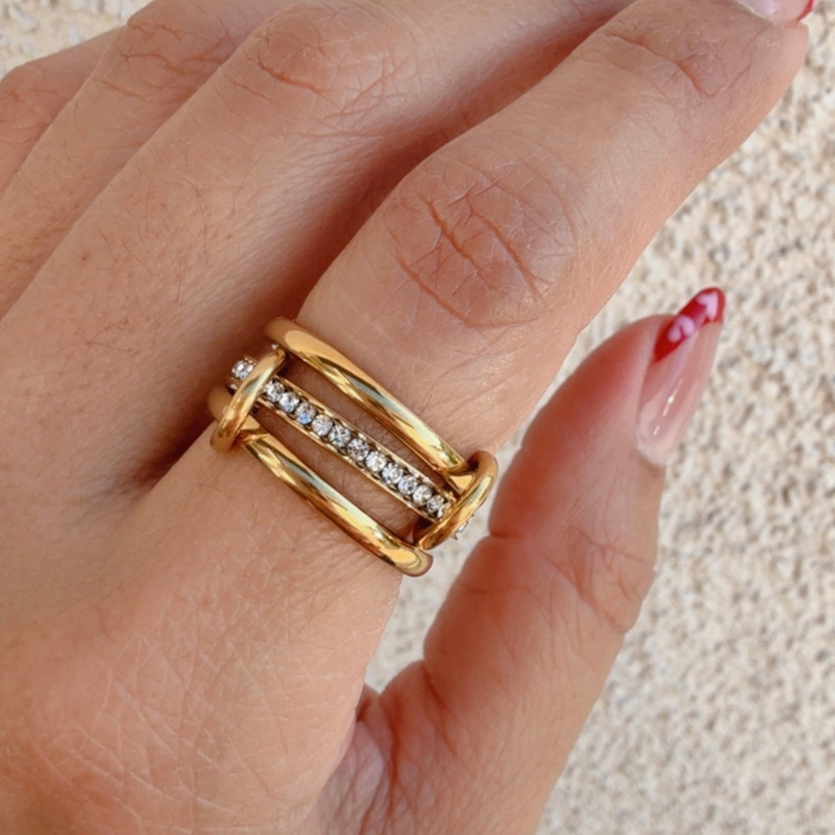 Anillo Triple Aros Dorado