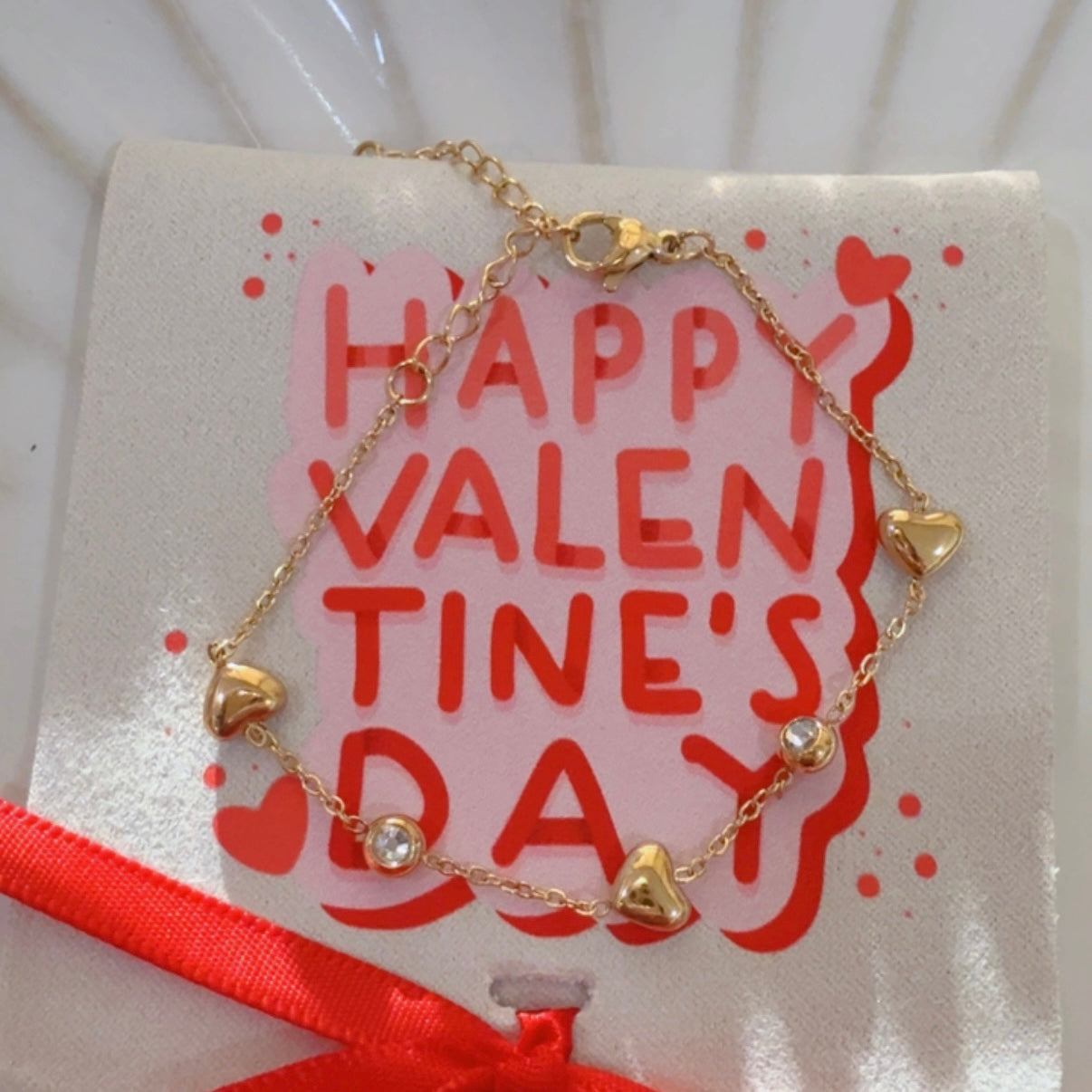 Pulsera Corazones Brillos