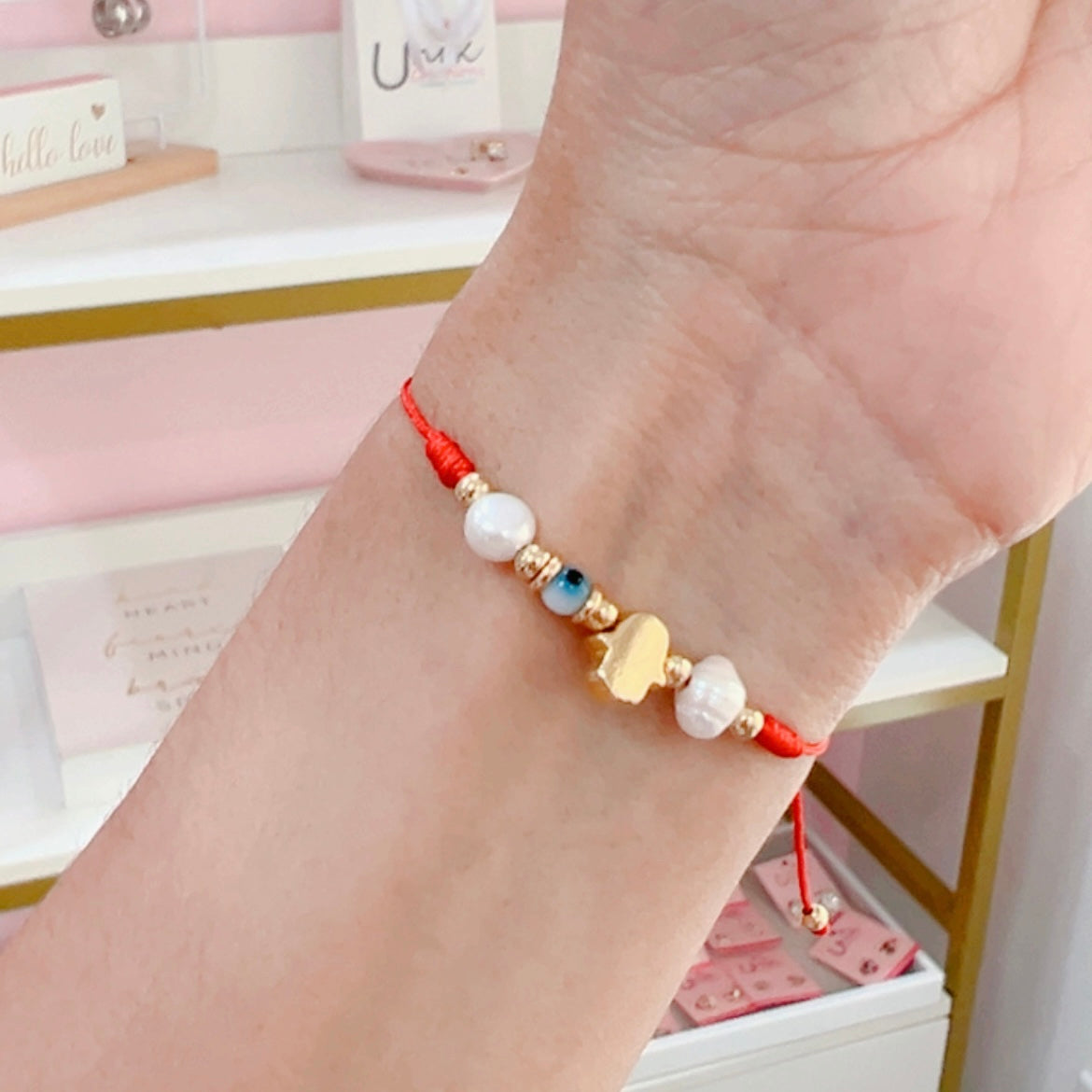 Pulsera Ojo Manita Perlas