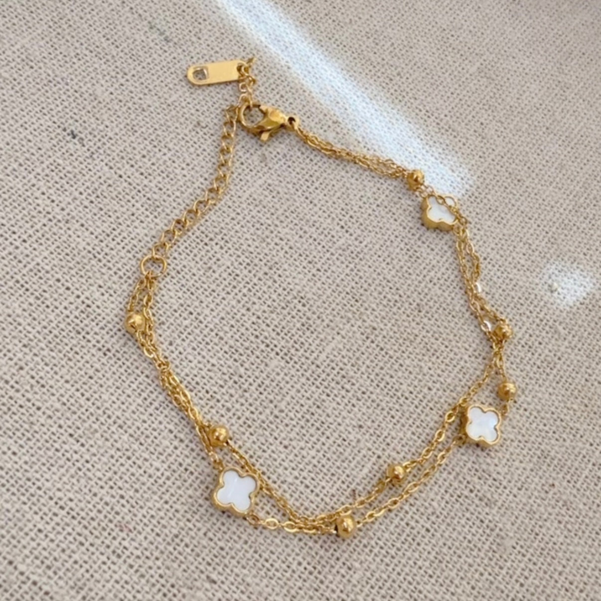 Pulsera Clover Doble Blanca