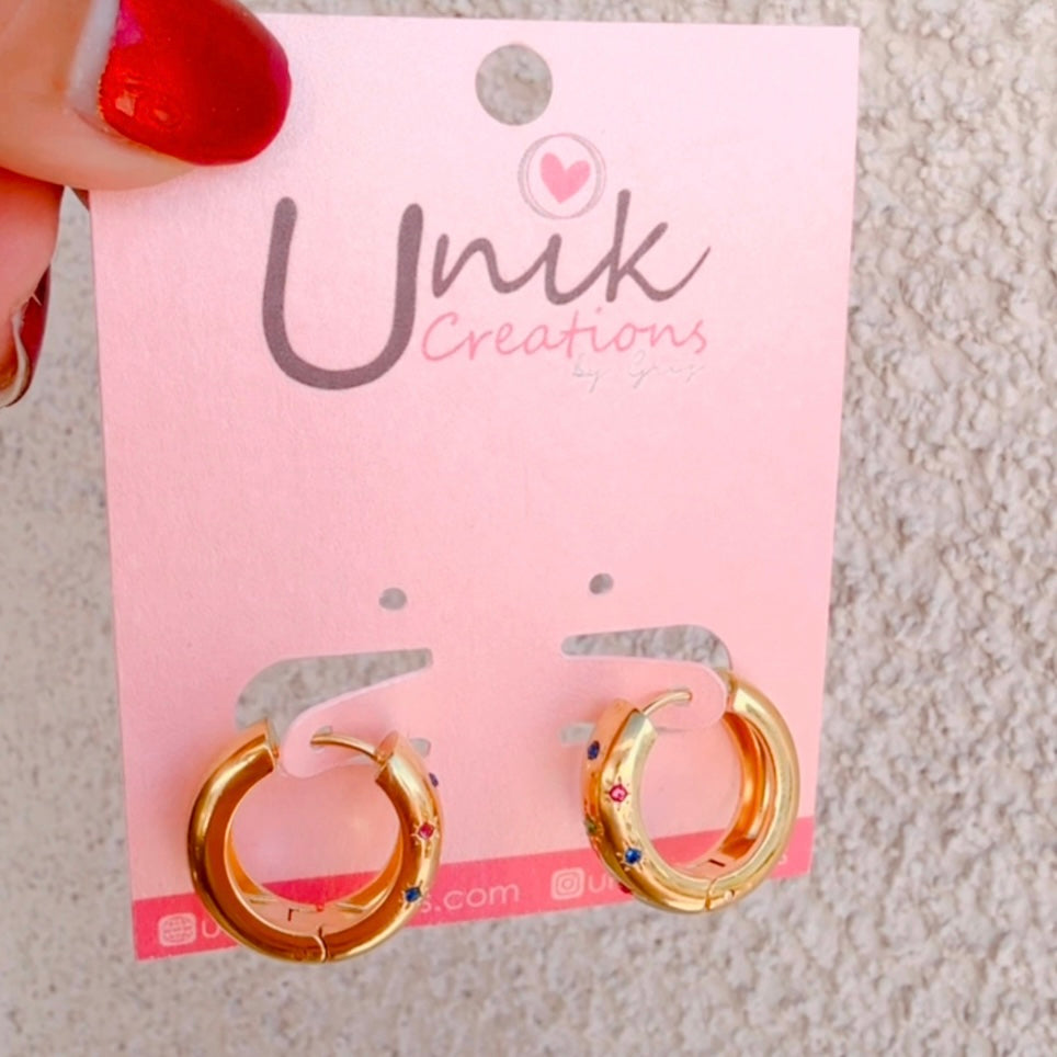 Aretes Arracada Brillo Colorida