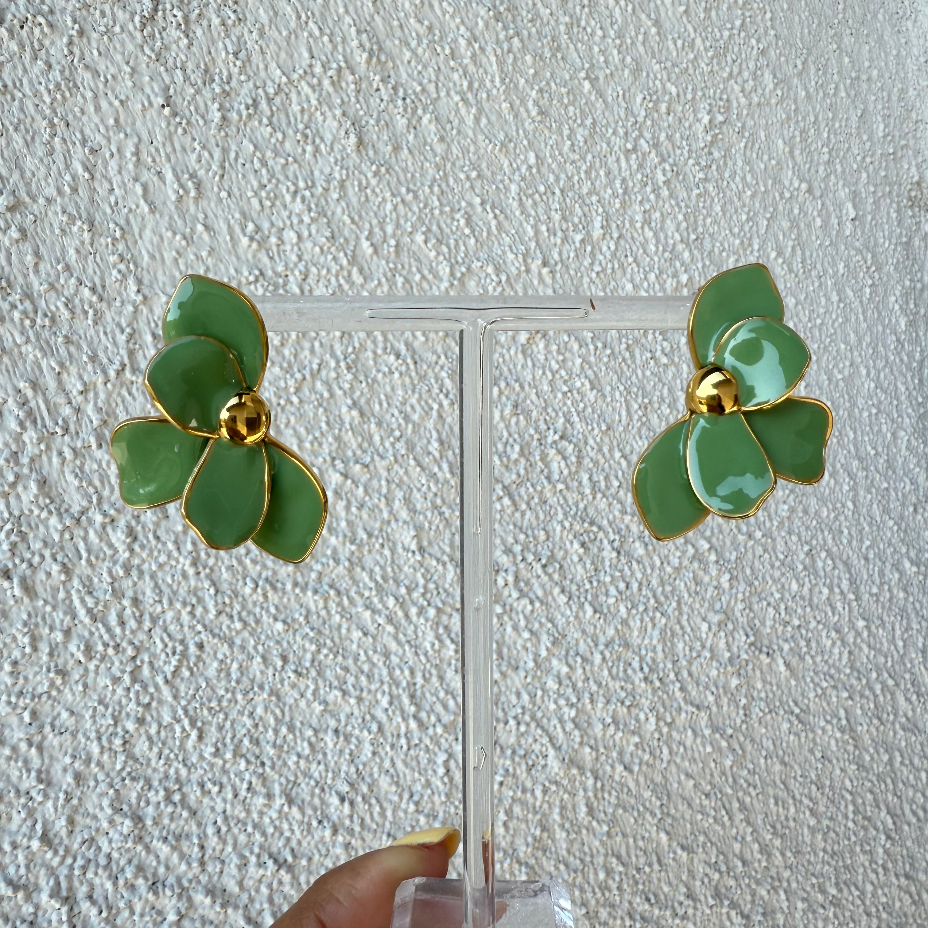 Aretes Flor Verde