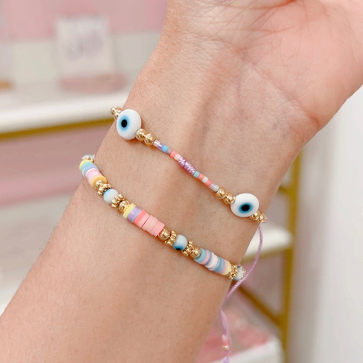 Pulsera Set Ojitos Lila