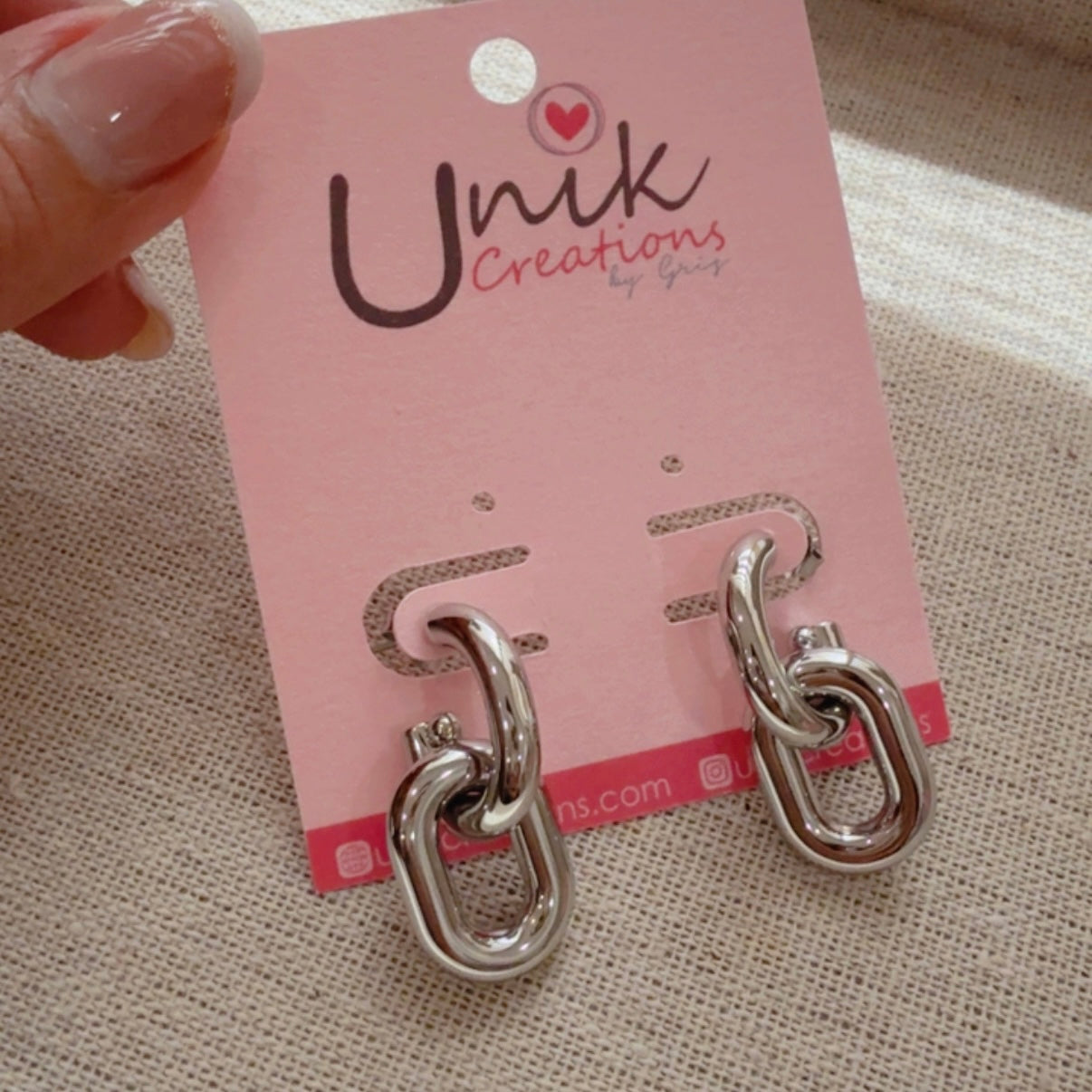 Aretes Eslabon Plateado