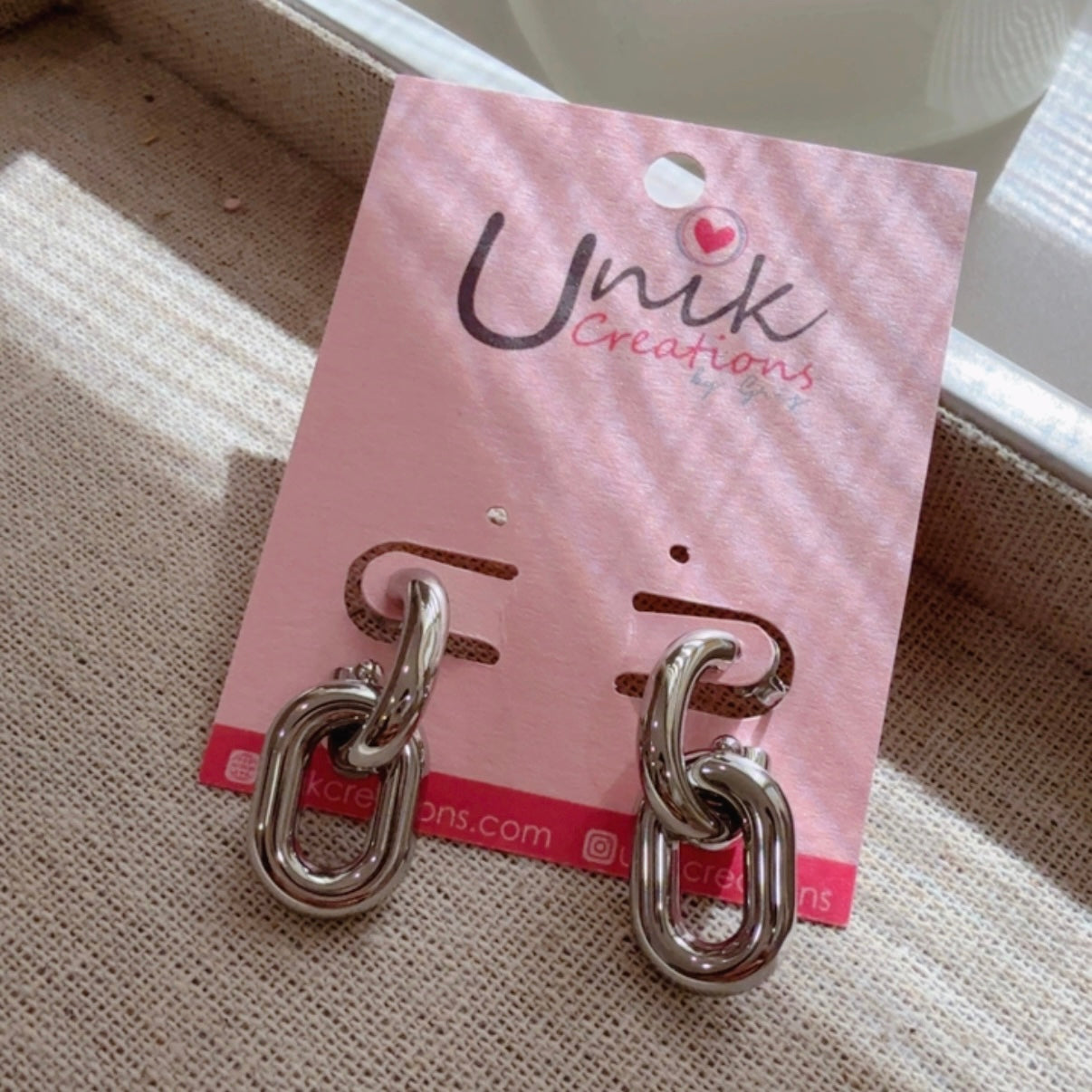 Aretes Eslabon Plateado
