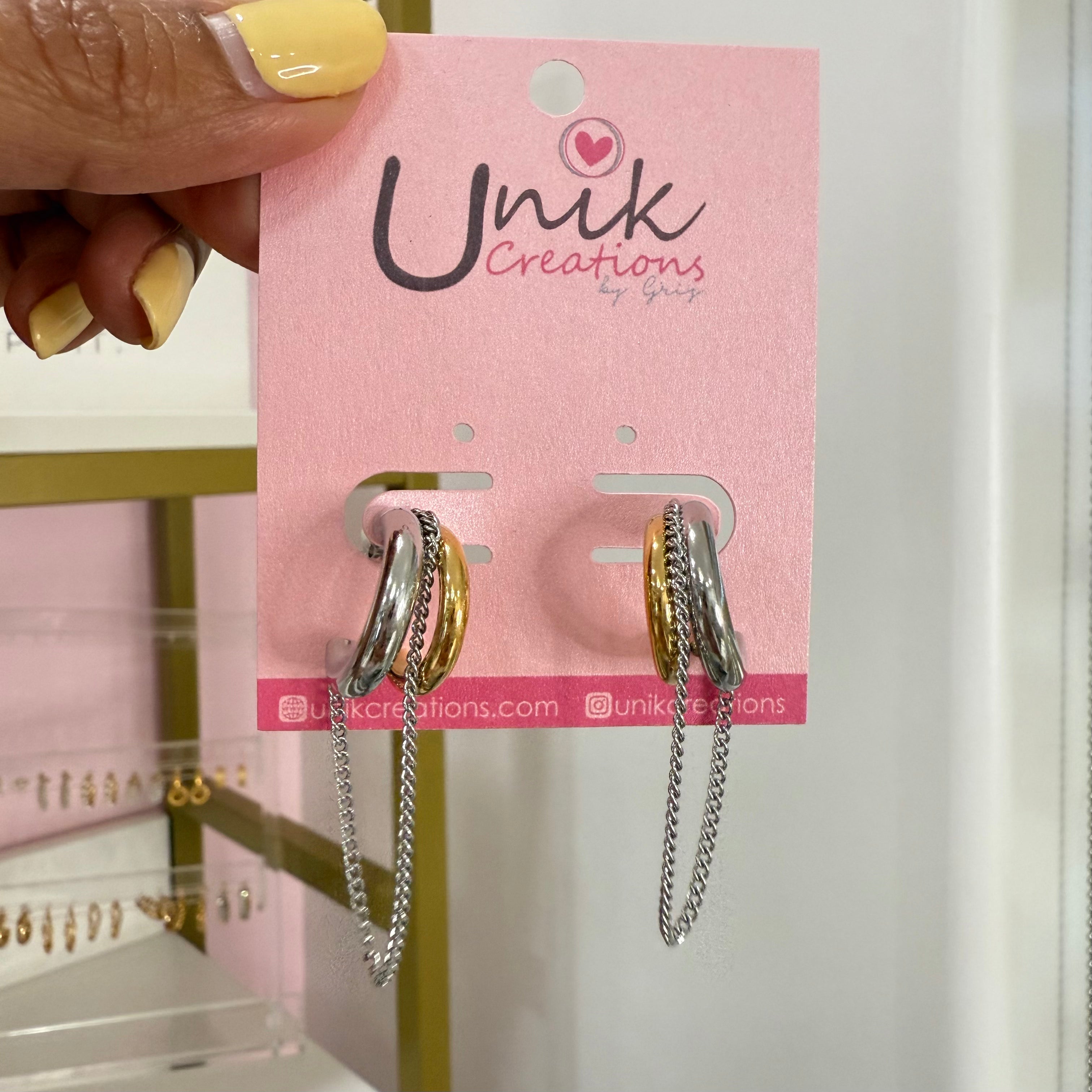 Aretes Bicolor Cadena