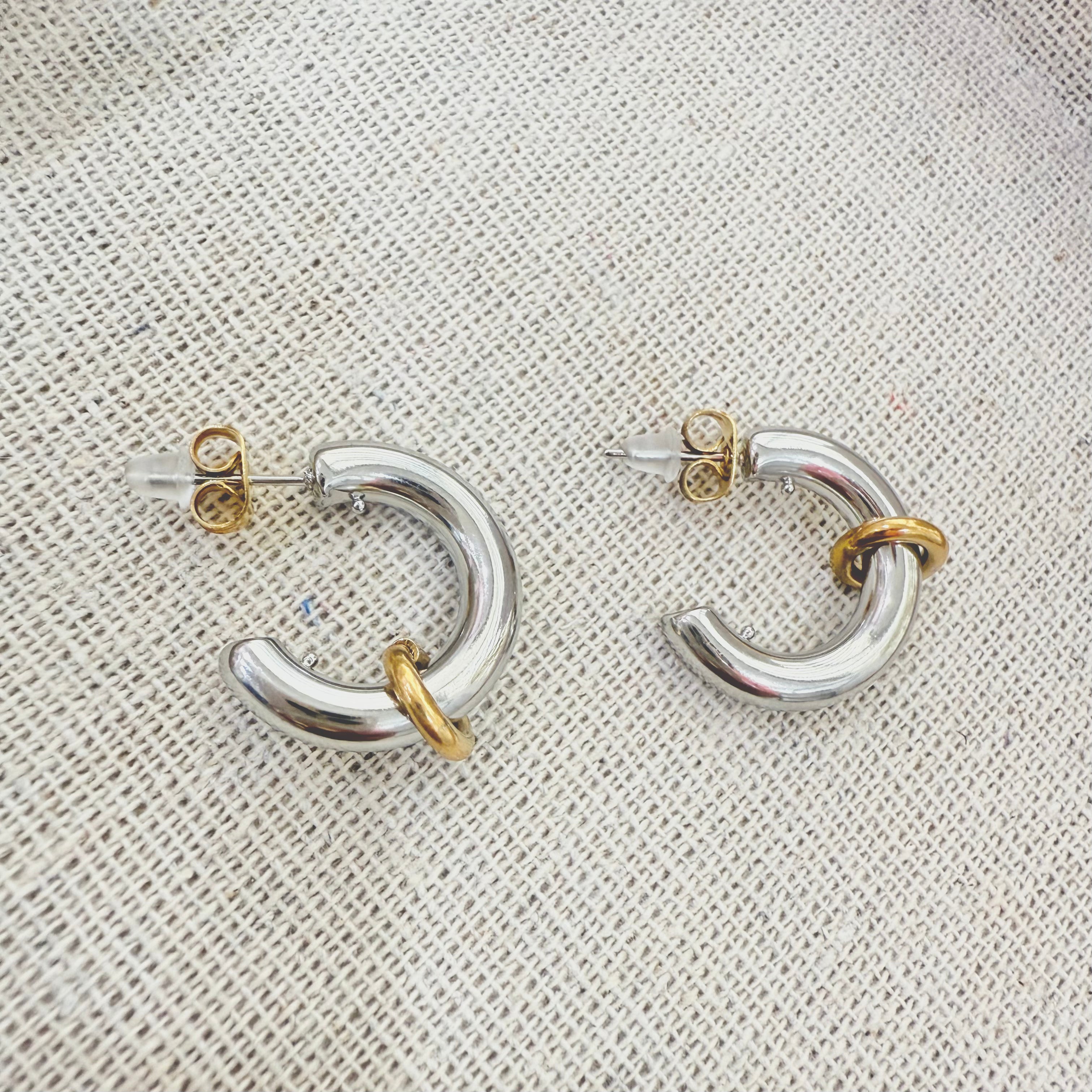 Aretes Arracada Bicolor