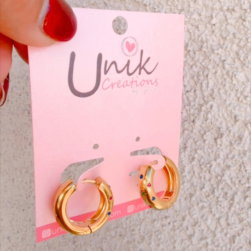 Aretes Arracada Brillo Colorida