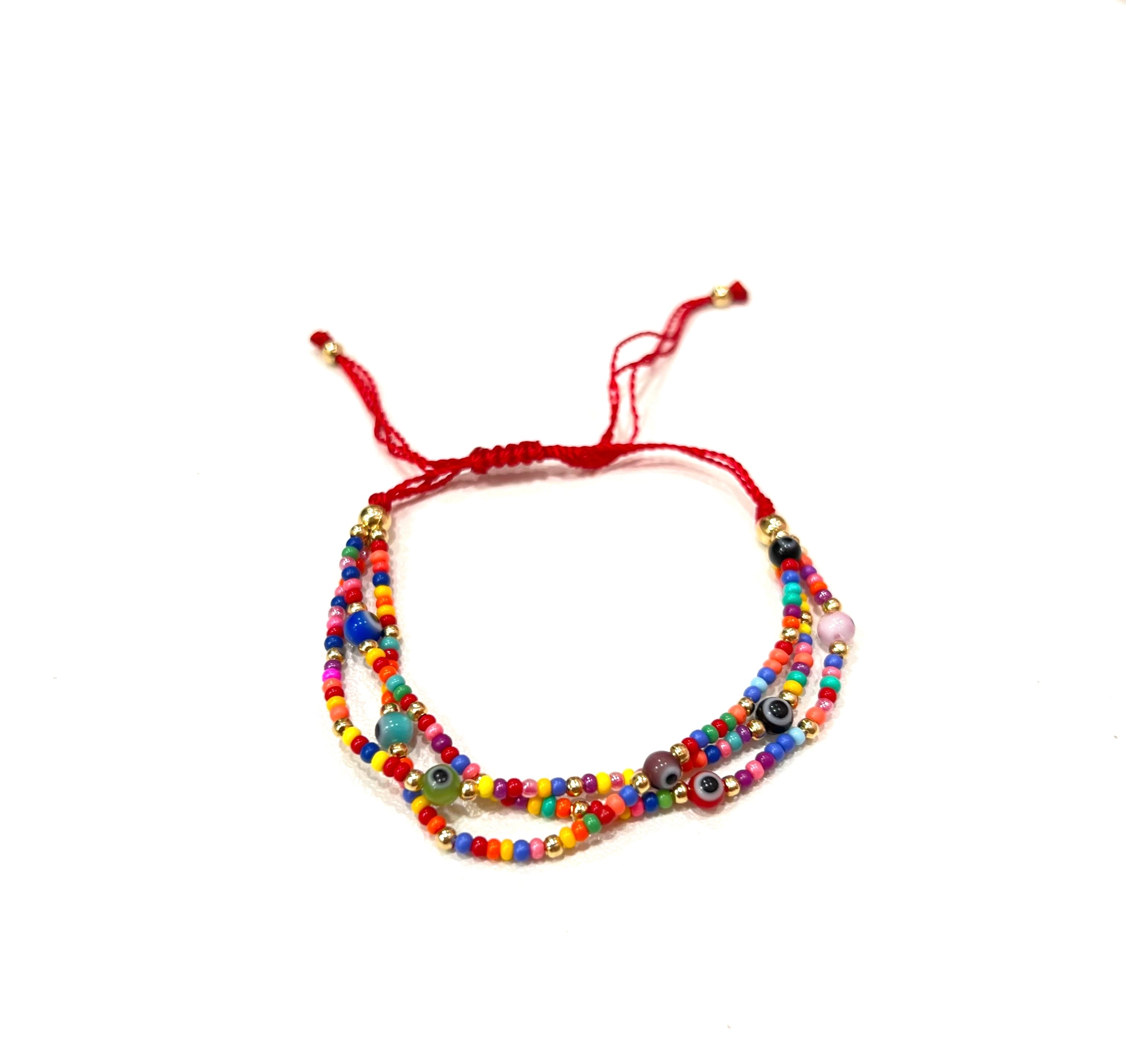 Pulsera Triple Ojitos Mixtos