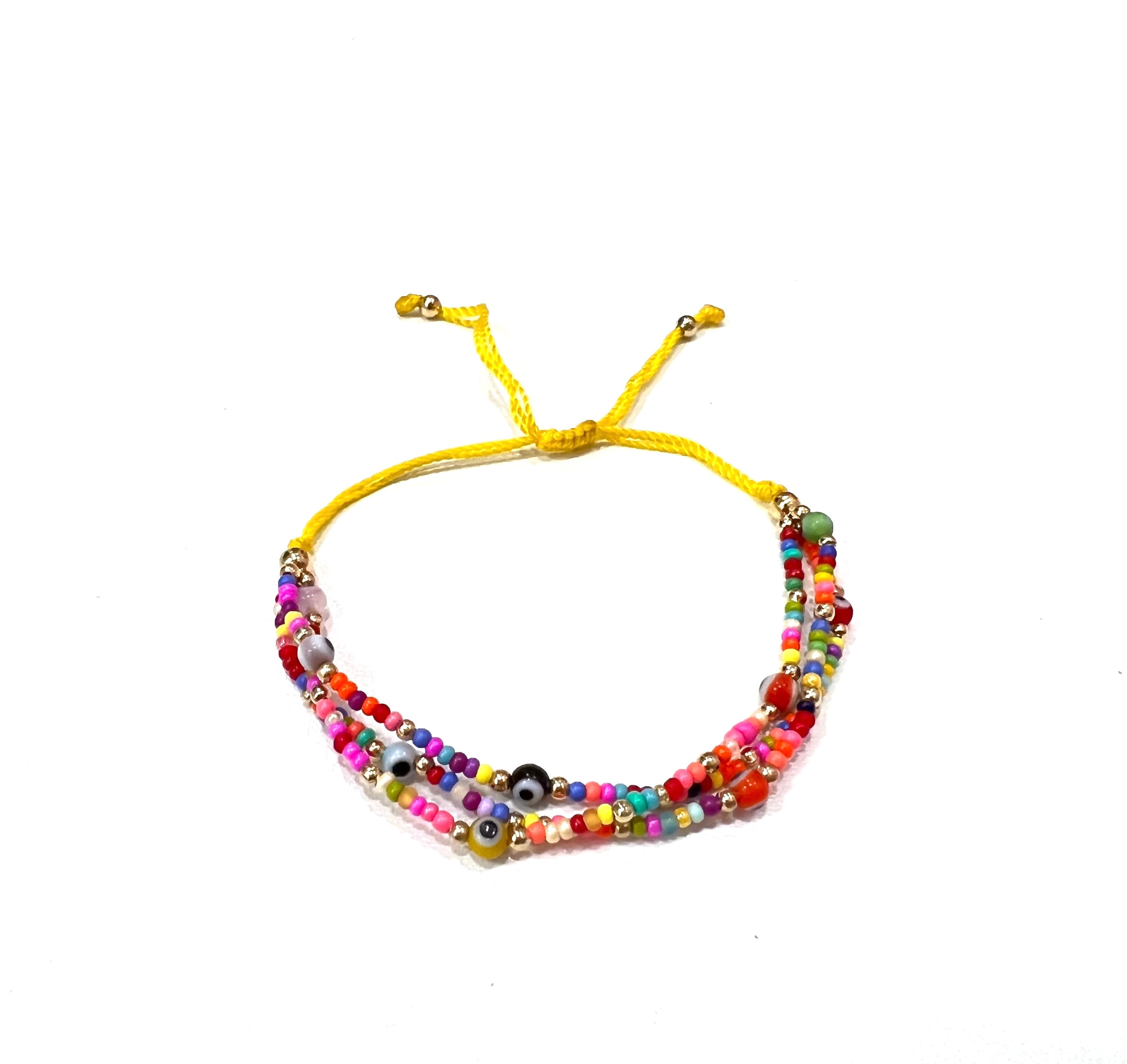 Triple Mixed Evil Eyes Bracelet