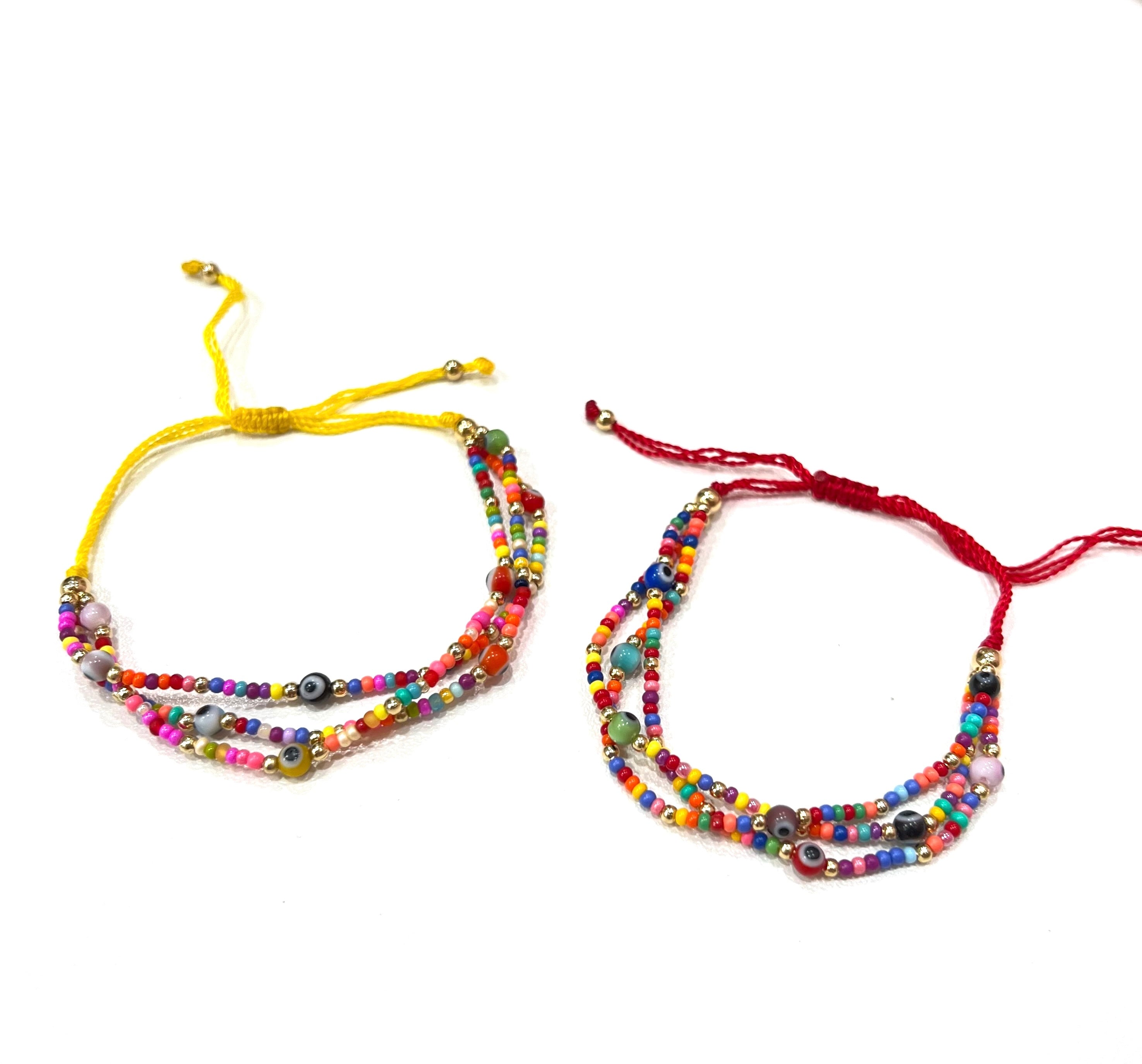 Pulsera Triple Ojitos Mixtos