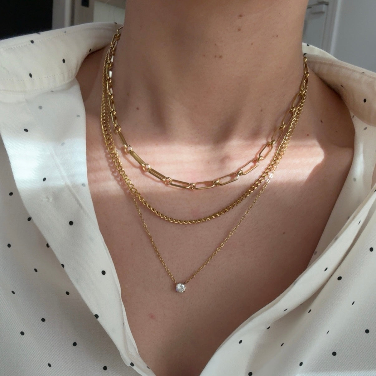 Collar Layer Eslabon Brillo