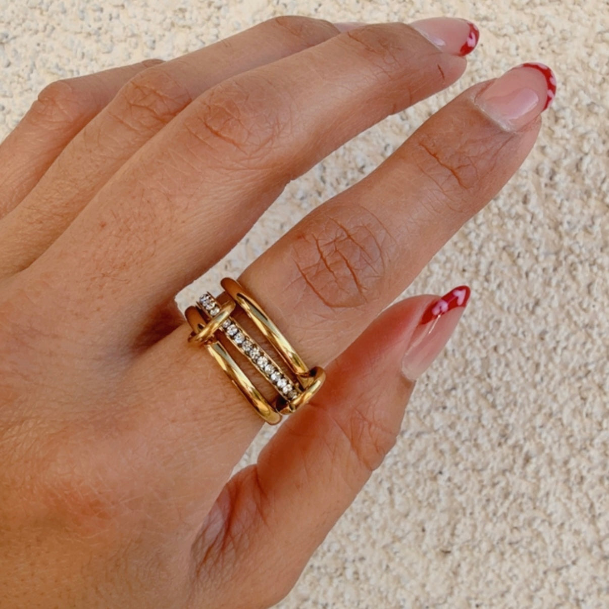 Anillo Triple Aros Dorado