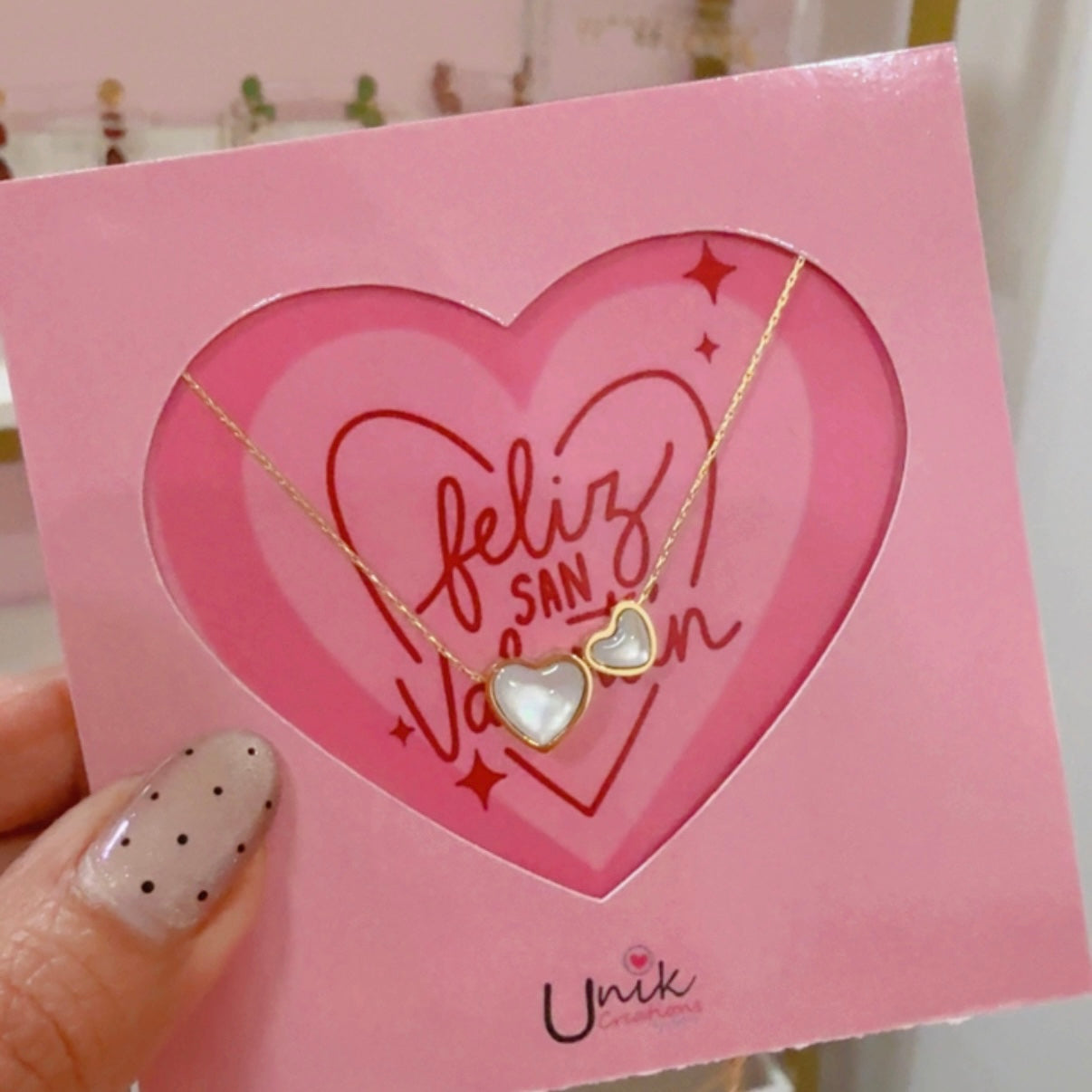 Collar Corazón Doble Perlado