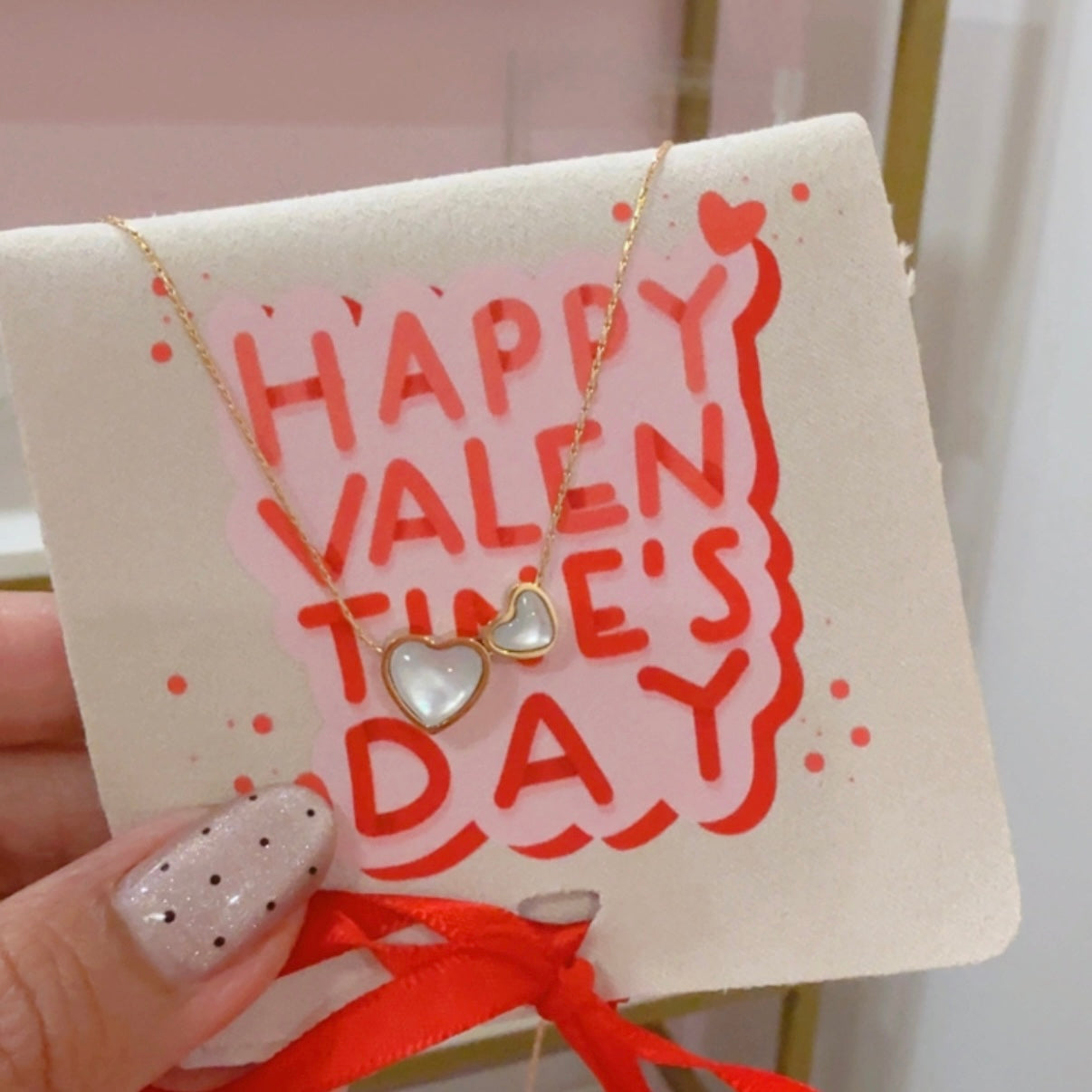 Collar Corazón Doble Perlado