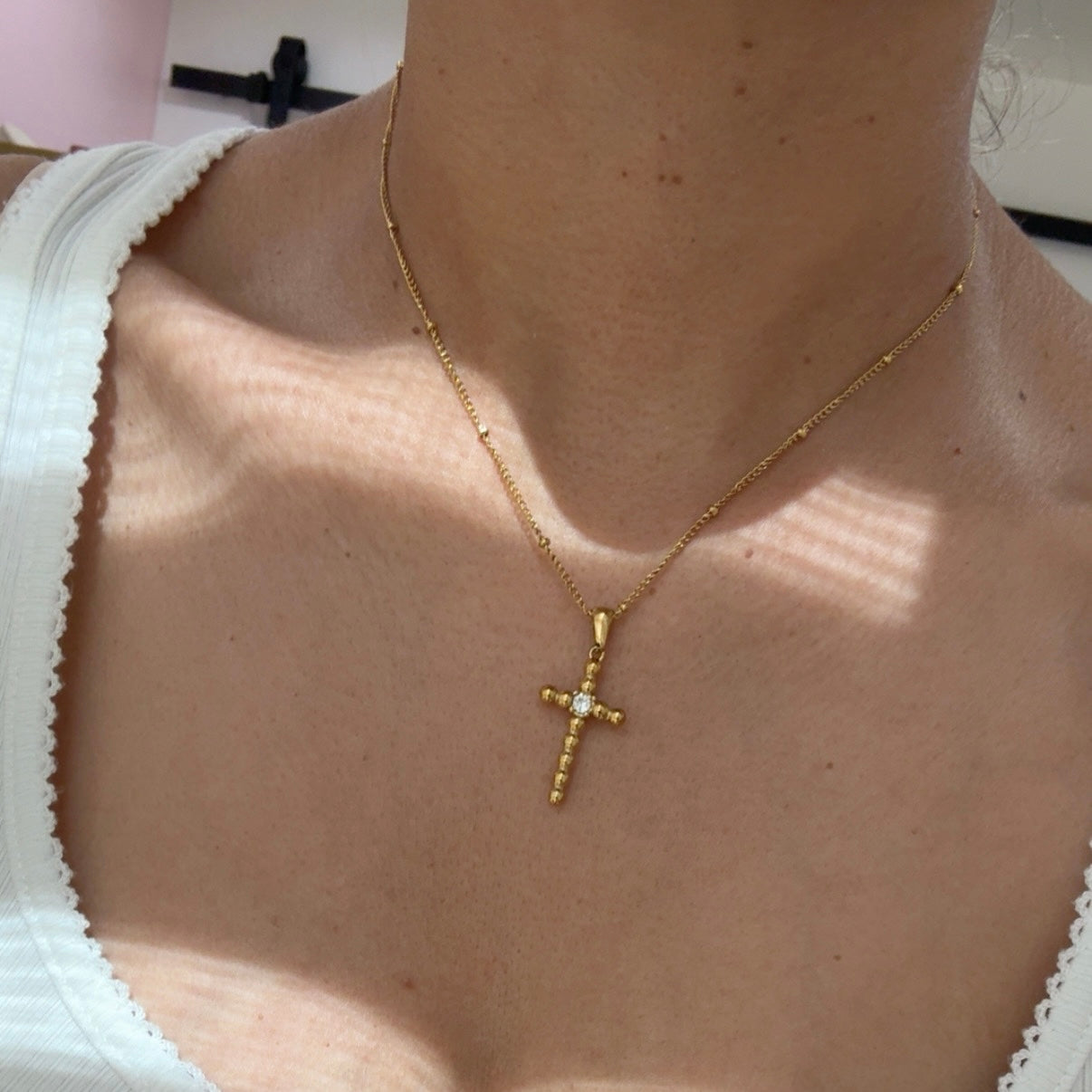 Collar Cruz Bolitas