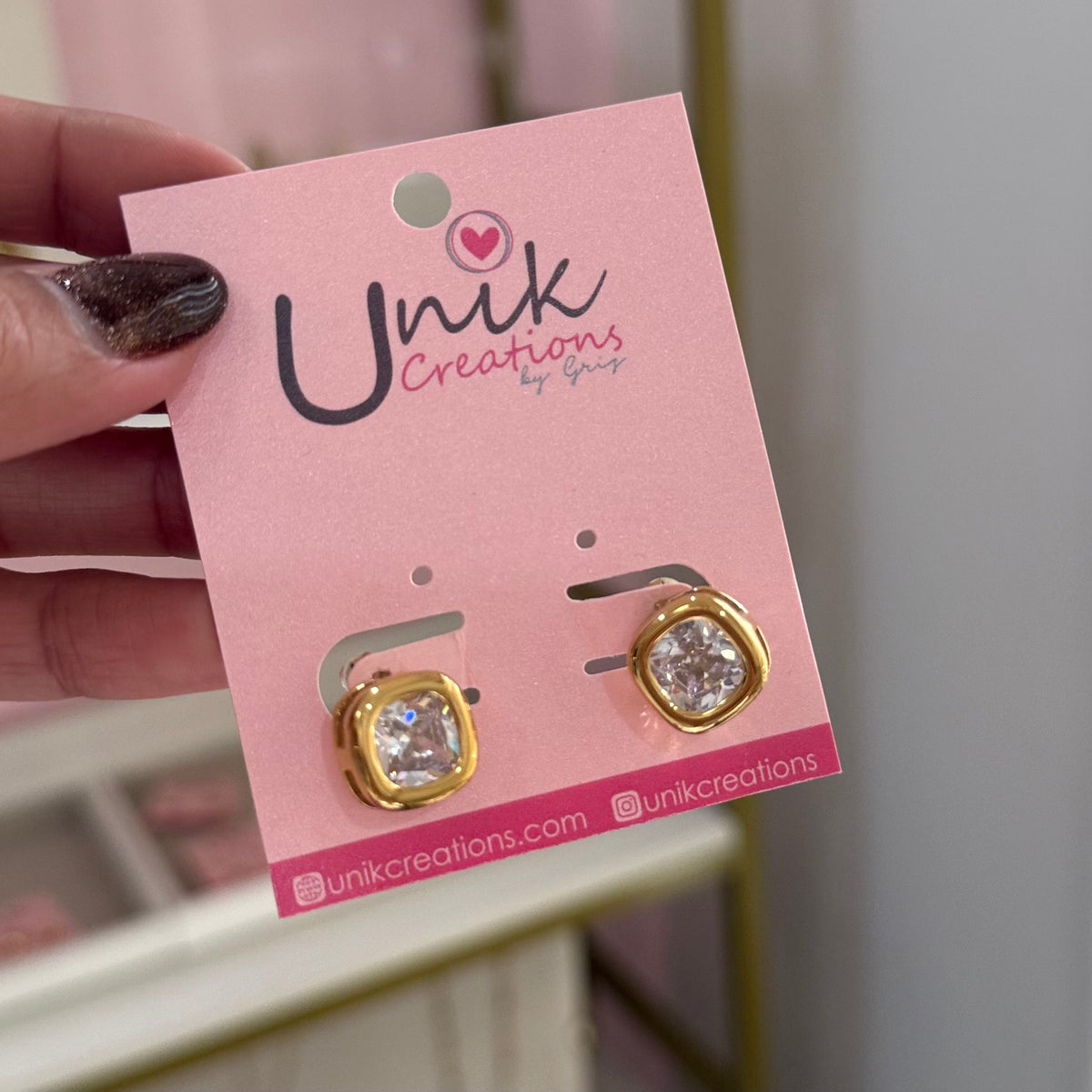 Zircon Square Earrings