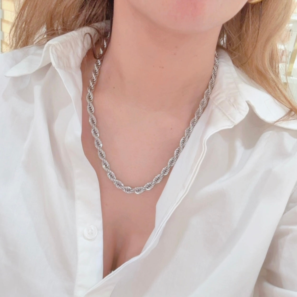 Collar Torsal Acero Plateado