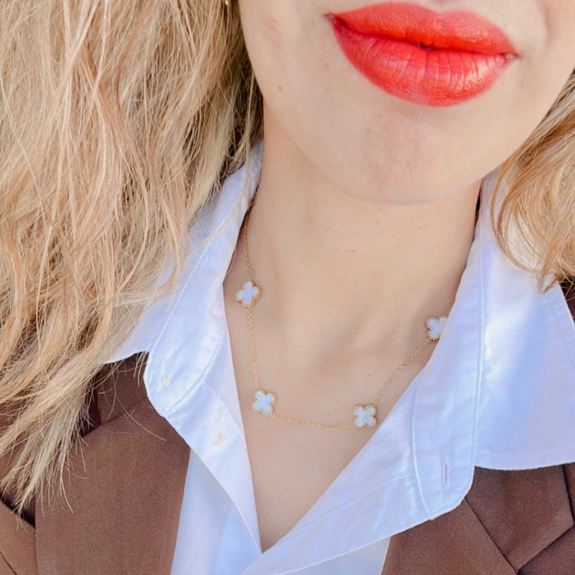 Collar Clover Perlado