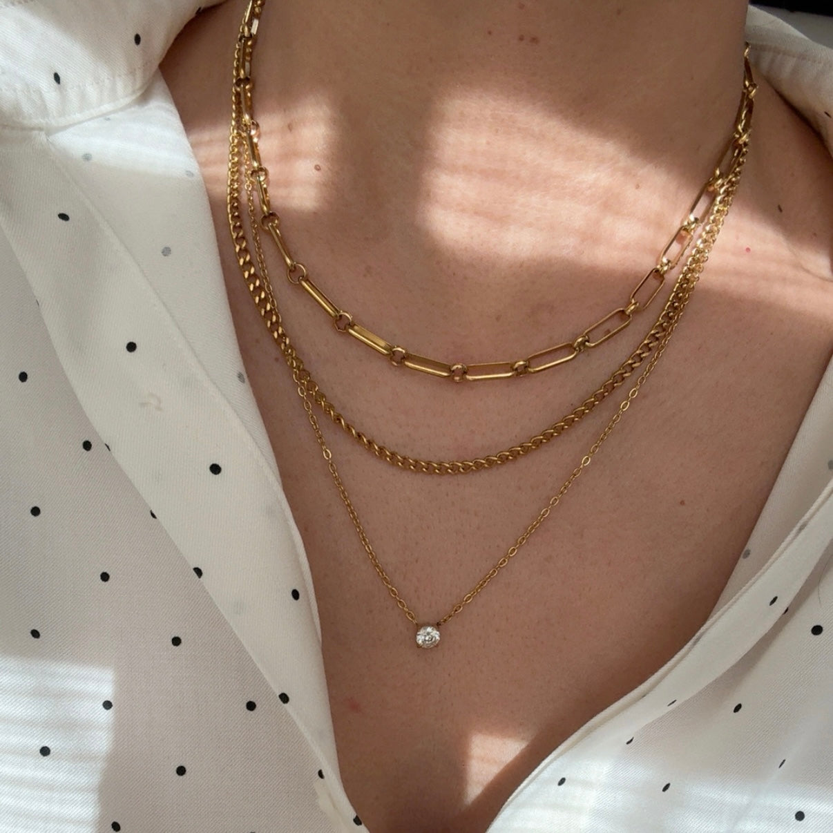 Collar Layer Eslabon Brillo