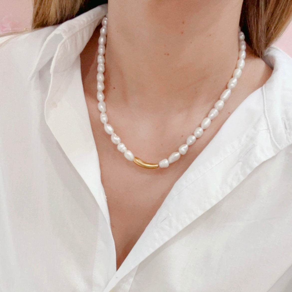 Collar Perlas Acero