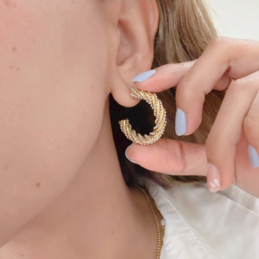 Aretes Arracada Mixta Bicolor