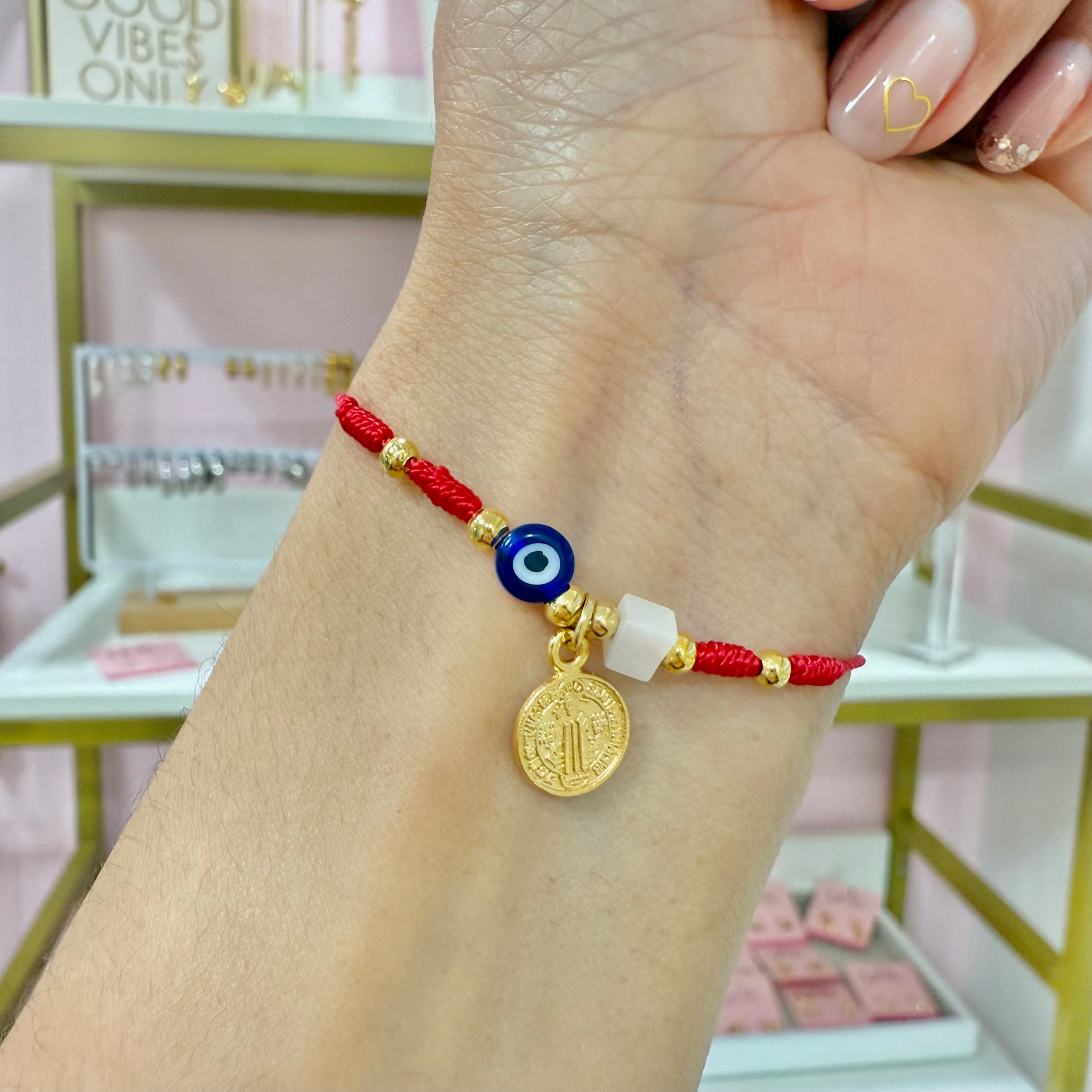 Pulsera Ojito Cuadro Perlado