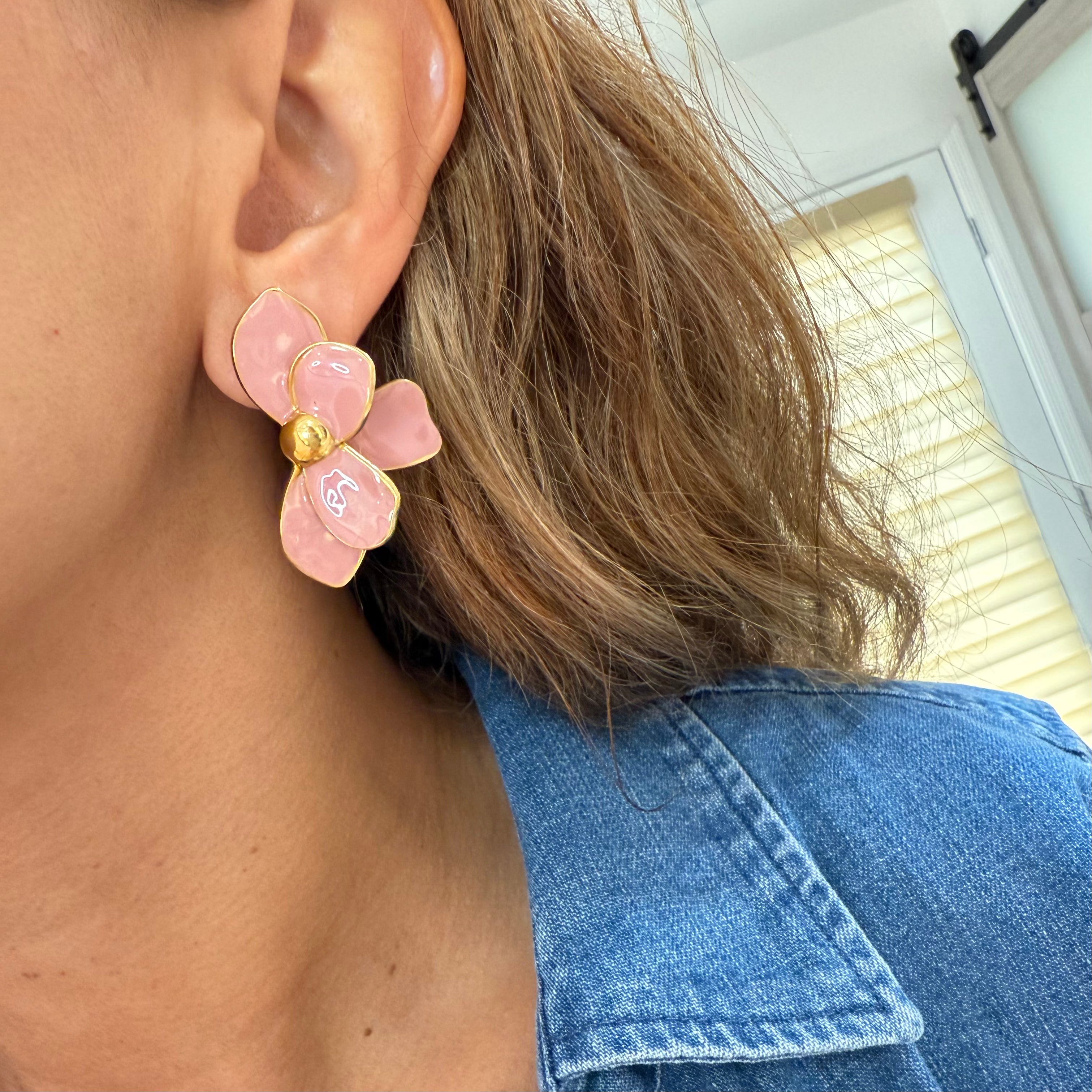 Aretes Flor Rosa