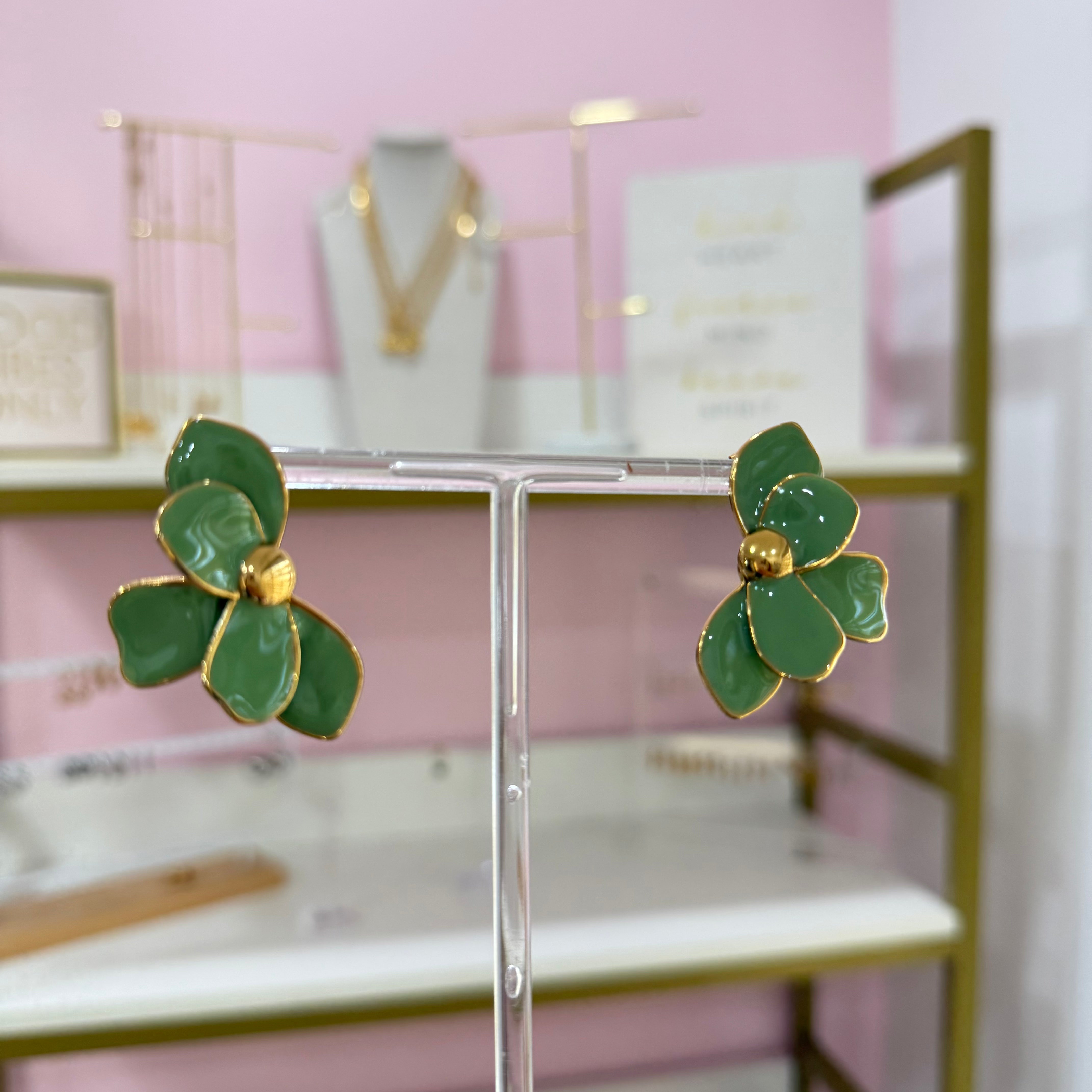 Aretes Flor Verde
