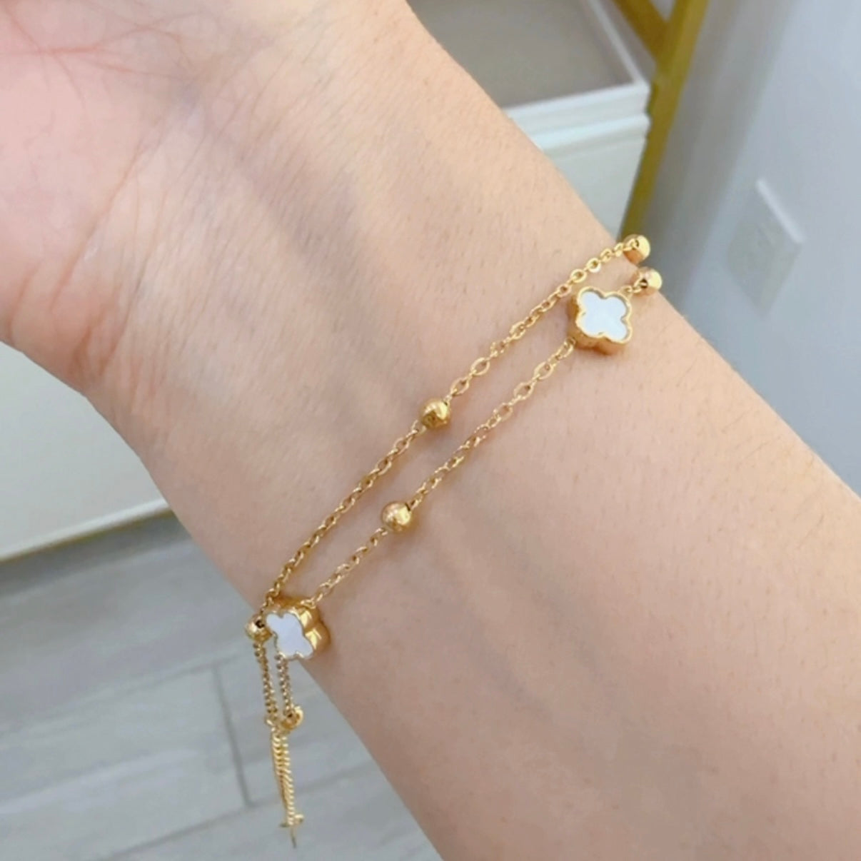 Pulsera Clover Doble Blanca