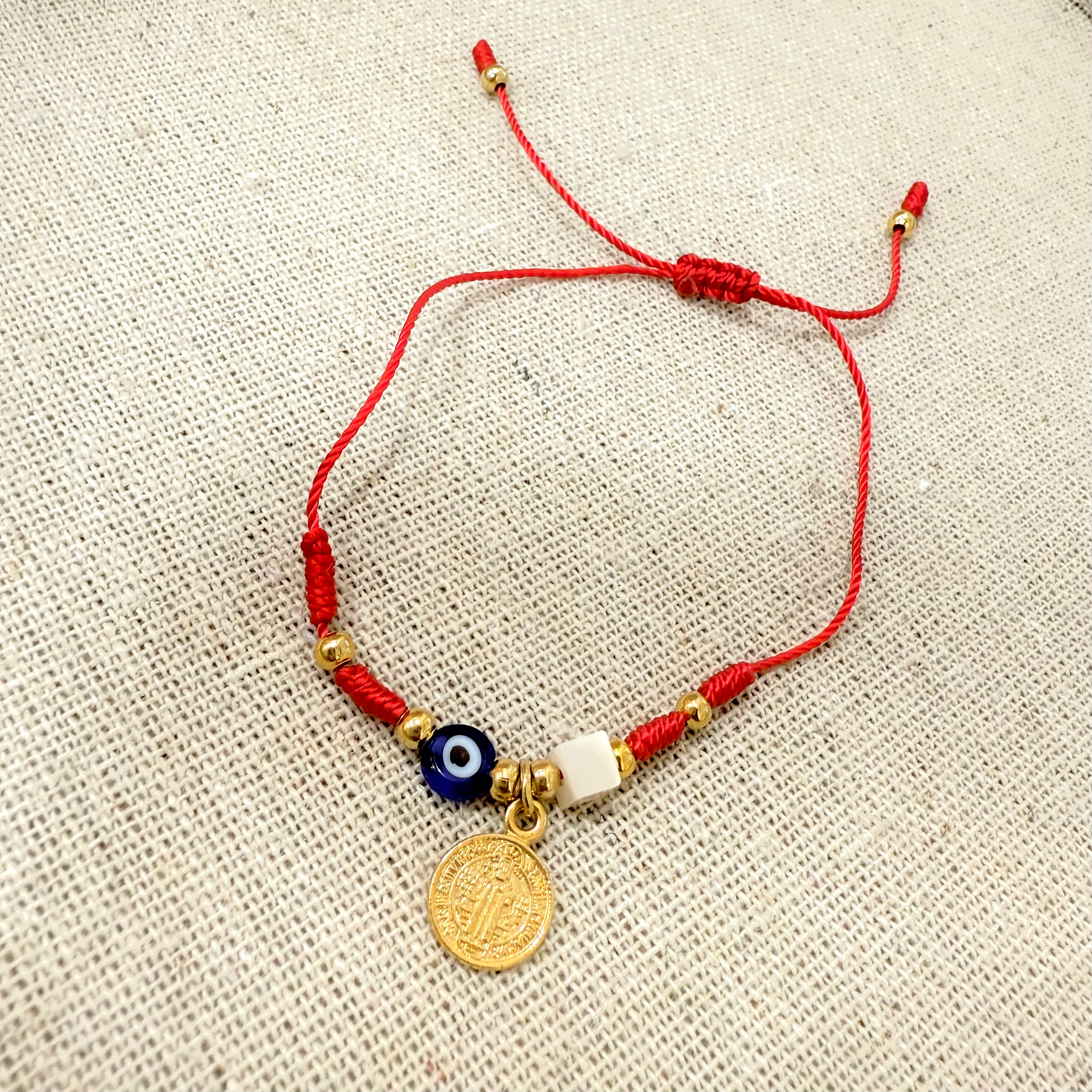 Pulsera Ojito Cuadro Perlado