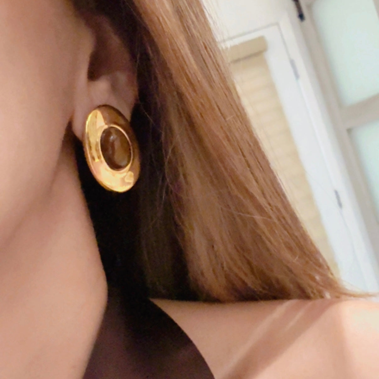 Aretes Ovalados Café Mixto