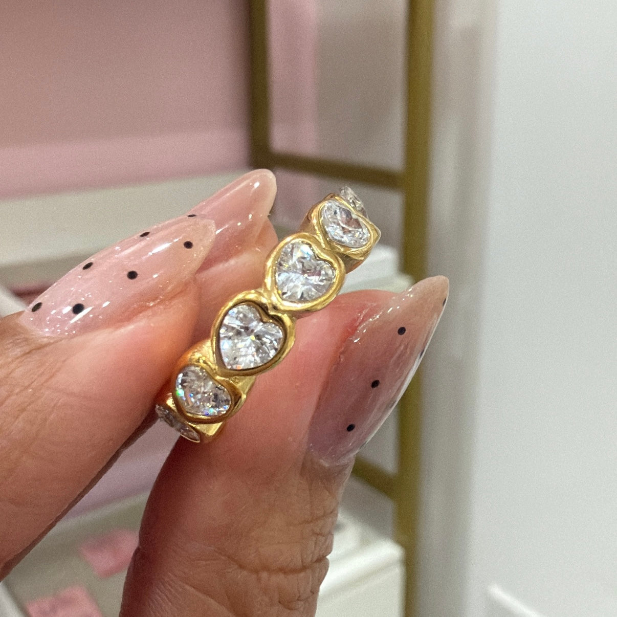 Anillo Corazones Cristalitos