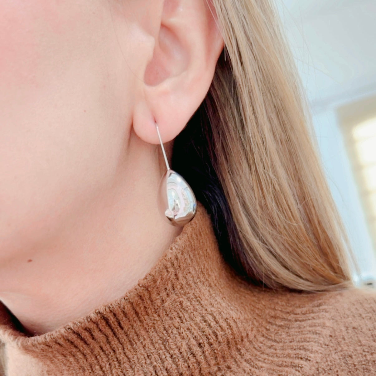 Aretes Gota Plateado