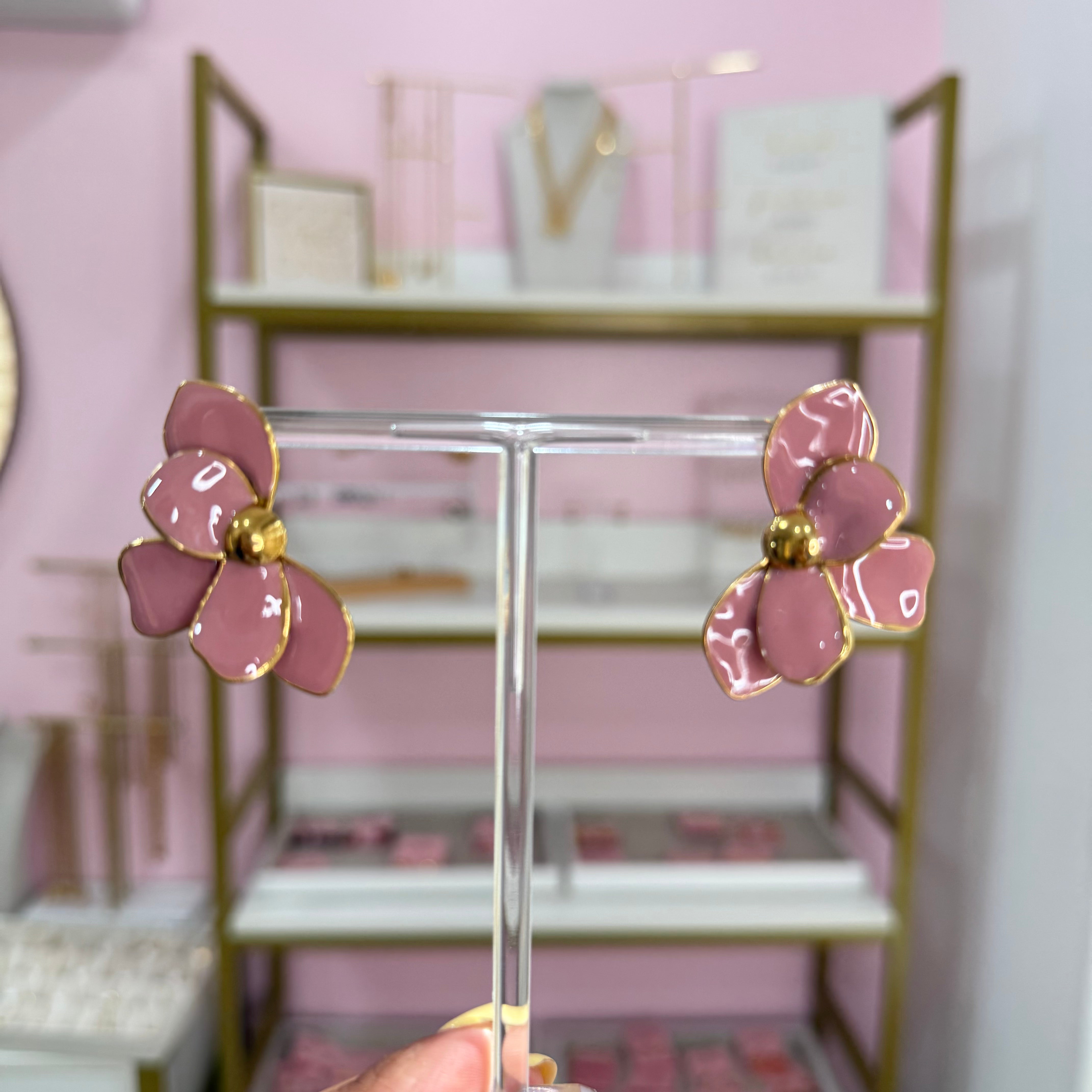 Aretes Flor Rosa