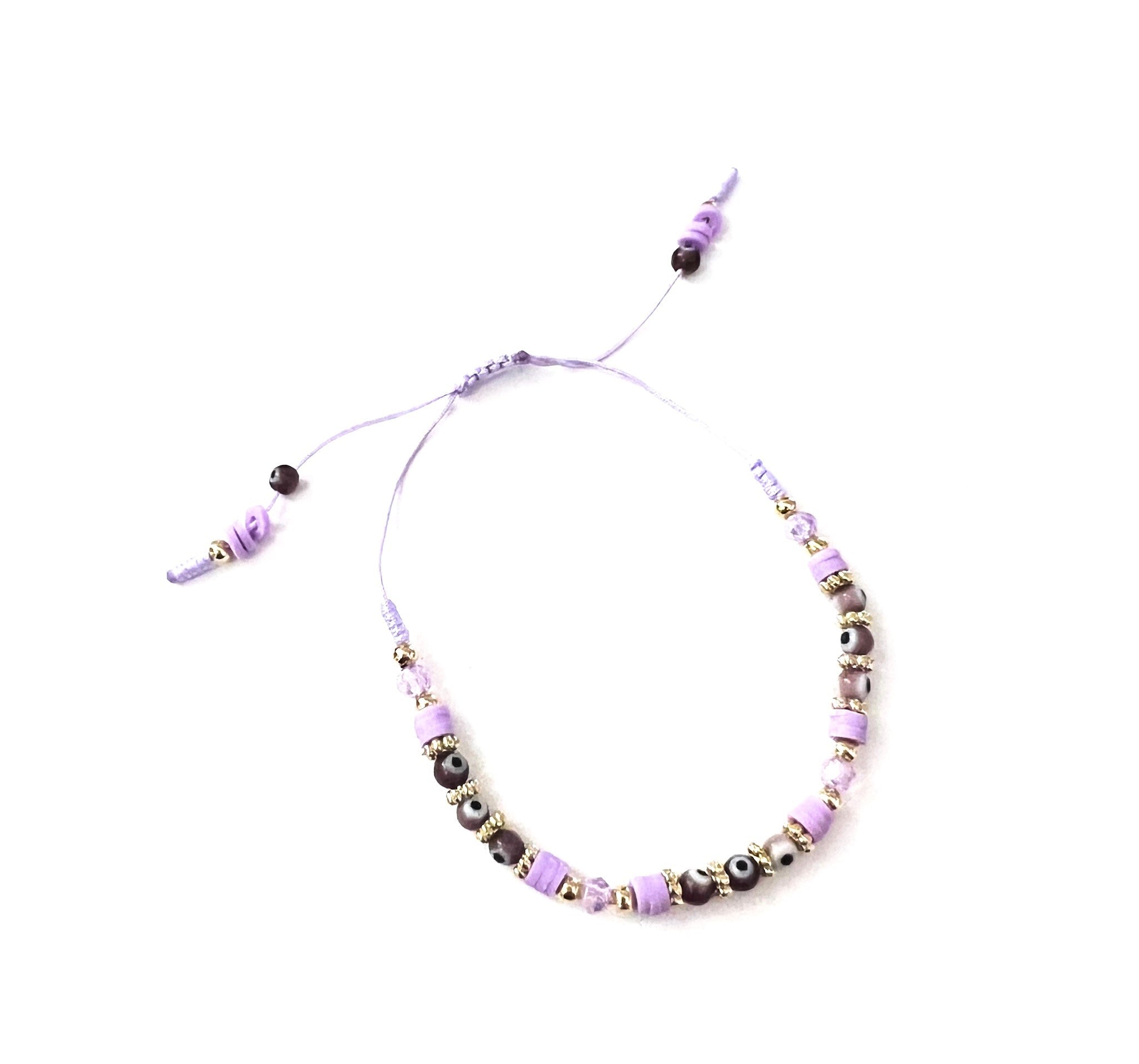Pulsera Ojitos Cristalitos Lila