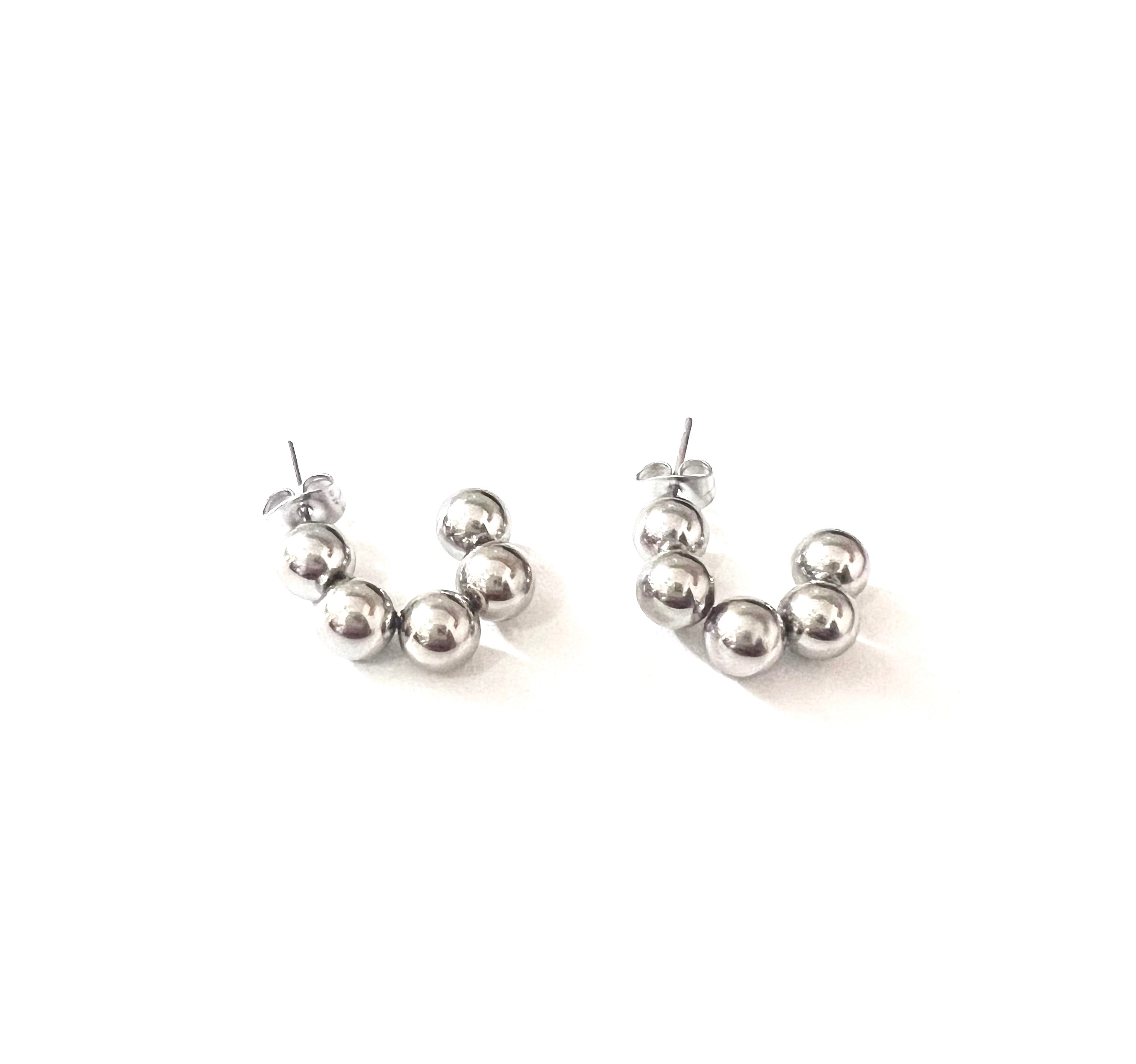 Aretes Bolitas Plateadas